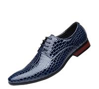 Mens Dress Oxford Shoes French Leather Lace Up Plain Toe Non Slip Rubber Sole Party Wedding Comfortable Classic Premium(Azul,10.5 UK)