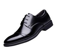 Men's Dress Oxford Shoes Genuine Leather Business Classic Lace Up Plain Toe Business Working Office Anti-Slip Non Slip Resistant Shoe(Negro,5 UK)