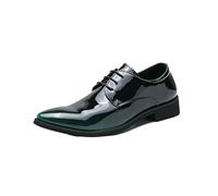 Men's Dress Oxford Shoes Pointed-Toe Leather Tuxedo Shoes Lace-Ups for Business Professionals Wedding Grooms, Green, 7 UK