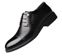 Mens Dress Oxford Shoes Spanish Leather Lace Up Pointed Toe Low Top Block Heel Non Slip Outdoor Wedding Formal Comfortable Business(6.5 UK) Black