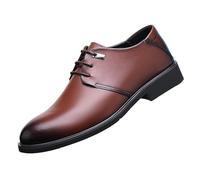 Mens Dress Oxford Shoes Spanish Leather Lace Up Round Toe Block Heel Non Slip Business Casual Comfortable Fashion Formal Footwear(Marrone,9.5 UK)