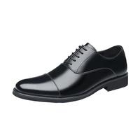 Men's Dress Oxford Spanish Leather Plain Toe Fashion Lace Up Non Slip Block Heel Anti-Slip Shoe for Business Office Party Wedding Tuxedo(Negro,5 UK)
