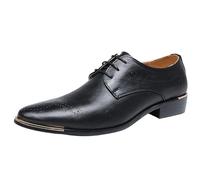 Mens Dress Oxford Spanish Leather Wedding Fashion Lace Up Breathable Working Non Slip Low Top Block Heel Anti-Slip Shoe(Negro,6 UK)