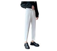 Men's Dress Pant Tapered Solid Color Cropped Suit Pant Casual Lightweight Skin-Friendly Dress White