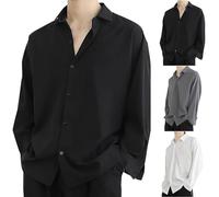 Men's Dress Shirt Long Sleeve Business Bamboo Fiber Shirt Ice Silk Button Down Dress Shirts Regular Fit Causal Non Iron Swing Collar Work Office Casual Summer