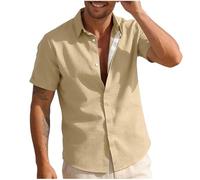 Men's Dress Shirt UK Lapel Button Down Shirts No Iron Shirt Summer Short Sleeve Tops Plain Color Classic Fit Blouses Mens Business Casual Work Shirts Lightweight Elastic Daily Tees