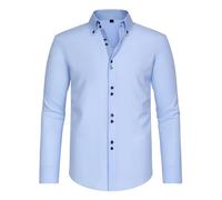 Men's Dress Shirts Long Sleeve Casual Smart Button Shirt Non Iron Turn Down Collar Double Breasted Business Shirts Regular Fit Stretch Wedding Work Office Oxford Formal Shirt Blouse