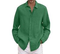 Men's Dress Shirts Long Sleeve Formal Casual Business Shirts for Men Regular Fit Button Down Wedding Party Work Shirt with Pockets Beach Vacation Summer Tops Business Formal Stretch (A1 Green,5XL)