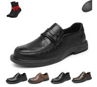 Men's Dress Shoes,Business Oxford Shoes for Men,Comfortable Slip On Loafers,Orthopedic Hands-Free Non-Slip Loafers(Black C Slip-on,8 UK)