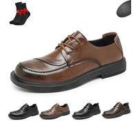 Men's Dress Shoes,Business Oxford Shoes for Men,Comfortable Slip On Loafers,Orthopedic Hands-Free Non-Slip Loafers(Brown A,6 UK)