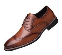 Men's Dress Shoes Classic Casual Oxfords Shoes for Men Brogues Wing Tips Lace Up Round Toe Men's Comfortable Dress Shoes Anti-Slip Low Top Non Slip Prom(Marrone,11 UK)