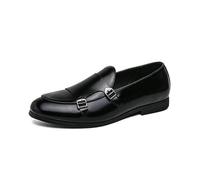 Mens Dress Shoes Double Monk Strap Business Casual Office Loafers Black