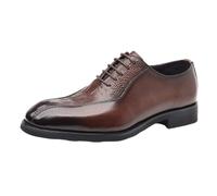 Mens Dress Shoes Formal Office Spanish Leather Wingtip Oxford Lace Up Low Top Non Slip Rubber Sole Comfortable Prom Wedding Tuxedo Shoes(Marrone,8 UK)