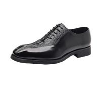 Mens Dress Shoes Formal Office Spanish Leather Wingtip Oxford Lace Up Low Top Non Slip Rubber Sole Comfortable Prom Wedding Tuxedo Shoes(Negro,5.5 UK)