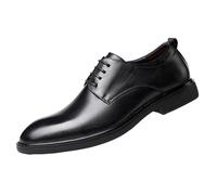 Men's Dress Shoes Genuine Leather Fashion Lace Up Brogue Anti-Slip Non Slip Resistant Uniform Office(7 UK) Black
