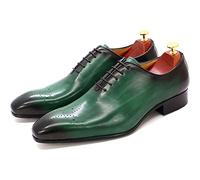 Men's Dress Shoes Leather Classic Lace Up Oxford Formal Derby Wedding Business Brogues Work Office Shoes,Green-47