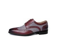 Men's Dress Shoes Leather Formal Business Oxford Derby Shoes Brogue Wingtip Retro Dress Shoes for Men,Burgundy,5 UK