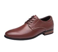 Men's Dress Shoes Luxury Leather Classic Lace Up Outdoor Party Anti-Slip Non Slip Rubber Sole Block Heel Shoe Round Toe(Marrone,5.5 UK)