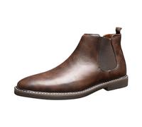 Men's Dress Shoes Mens Classic British Style Business Work Office Chelsea Boot Fashion Ankle Boots Slip on for Gentleman Formal Business Leather Shoes Size 5.5 Brown