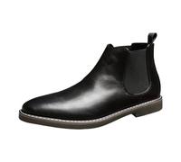 Men's Dress Shoes Mens Classic British Style Business Work Office Chelsea Boot Fashion Ankle Boots Slip on for Gentleman Formal Business Leather Shoes Size 5.5 Black
