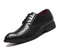 Men's Dress Shoes Weave Loafers Moccasins Lace Up Driving Business Shoes Office Wedding Oxford Shoes,Black,9.5 UK