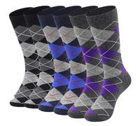 Mens Dress Socks Crew Ankle Socks Cotton Solid Ribbed Classic Pure Color Argyle for Men Novelty Happy Size 9-12
