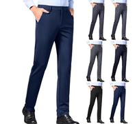 Mens Dress Trousers Regular Fit Formal Trousers Flat Front Non Iron Suit Trouser Wrinkle Resistant Business Casual Pants High Waist Dressy Bottoms Wedding Dinner Clothes