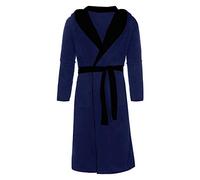 Men's Dressing Gown Extra Soft Bathrobe Dressing Gown Men's Black Bathrobe Terry Cotton, Warm, Cosy Fleece Nightwear Robe Adult Hooded Bathrobe Luxury Fleece Mens Bathrobe