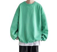 Mens Drop Shoulder Sweatshirt Crewneck Sweatshirts for Men Oversized Hoodie Men's Long Sleeve Sweatshirt without Hood Men's Loose Casual Solid Color Top Mens Fleece Hoodies Jumper Army Green