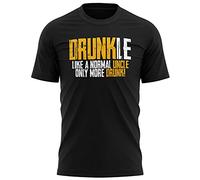 Mens Drunkle Like A Normal Uncle T Shirt - Funny Birthday Gift Only More Drunk Presents for Beer Lager Drinking Uncle - Drunken Idiot Tee, M, Black