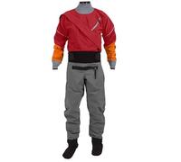 Mens Dry Suit Fully Drysuit Front Zip, 4-layer Waterproof Fabric Kayak sDrysuit With Latex on Neck and Wrist (Red, L)