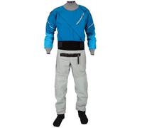 Mens Dry Suit Fully Drysuit Front Zip, 4-layer Waterproof Fabric Kayak sDrysuit With Latex on Neck and Wrist (Blue, XL)