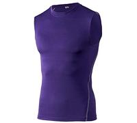 Men's Dual Compression, Baselayer, Sleeveless Top, Corset Vest for Running, Gym, Cycling Training, Quick Dry Purple M
