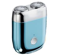 Men's Dual Head Mini Electric Shaver, USB-C Charging Portable Rotary Shaver, Pocket Size Dry Use, Blue, Thoroughly Clean Washable Head