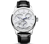 Mens Dual Time Zone Display Multifunction Automatic Watches Luminous SapphireTop Brand Watch, silver, Mechanical,Self-winding