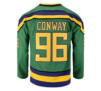 Mens Ducks Movie Shirts Ice Hockey Jersey, #96 Conway Green, XL