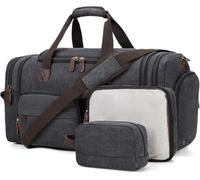 Mens Duffle Bag for Travel 60L Expandable Canvas Weekender Overnight Travel Duffel Bag with Shoe Compartment Carry-On for Airplanes, Dark Gray, XL, Outdoor