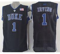 Men's Duke Blue Devils NO.1 Irving Black NCAA Basketball Jerseys Breathable Holes
