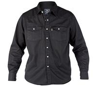 Mens Duke London Denim Stonewash Classic Western Style Long Sleeved Shirt (Medium, Black)