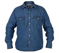 Mens Duke London Denim Stonewash Classic Western Style Long Sleeved Shirt (X-Large, Stonewash)