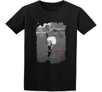 Men's Duncan Edwards Print T Shirt Short Sleeve Cotton Tops Black L