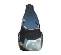 Men's Eagle under the stars Print Crossbody Sling Bag - Adjustable Strap Shoulder Pack with Multiple Pockets for Running Hiking Commute Daily Use