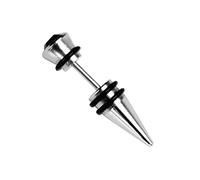 Mens Earring Ear Stud Stainless Steel Black Agate Fake Plug