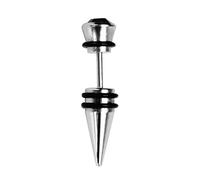 Mens Earring Ear Stud Stainless Steel Black Agate Fake Plug