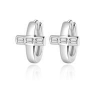 Men'S Earrings, Cubic Zirconia Earrings White Gold Clip on Crosses 9.5X8mm for Prom Jewelry Simple