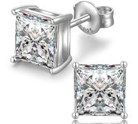 Mens Earrings Diamond Stud Earring Women Men Square Earrings Silver Cubic Zirconia Sterling Silver Diamond Stud Earring 8mm