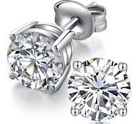 Mens Earrings Silver Diamond Earring Men Women Cubic Zirconia Stud Earrings White Gold Sterling Silver Tiny Diamond Stud Earring 6mm