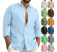 Mens Easy Iron Shirts Long Sleeve Textured Mens Long Sleeve Shirt Plain Business Shirts Solid Color Office Shirt Smart Button Down Tops Casual Holiday Top Tropical Hawaiian Top Cotton Linen Tops