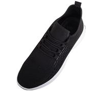 Mens Easy Slip On Lace Up Summer Workout Exercise Trainers Sneakers - Black - UK 9 / EU 43