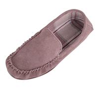 Mens Easy Slip On Suede Fabric Lined Winter Moccasin Slippers with Hard Sole - Truffle - UK 8